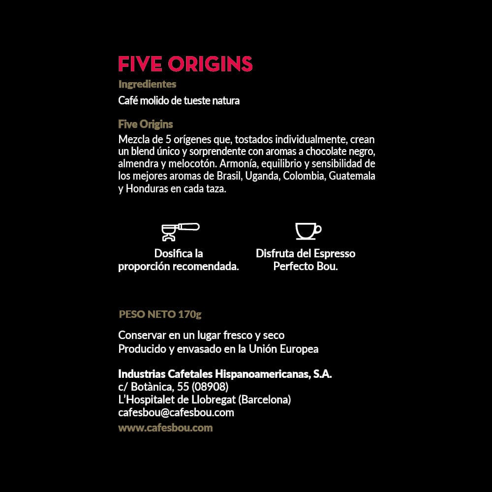 PACK REGALO 2 BOTES CAFÉ MOLIDO FIVE ORIGINS 170G
