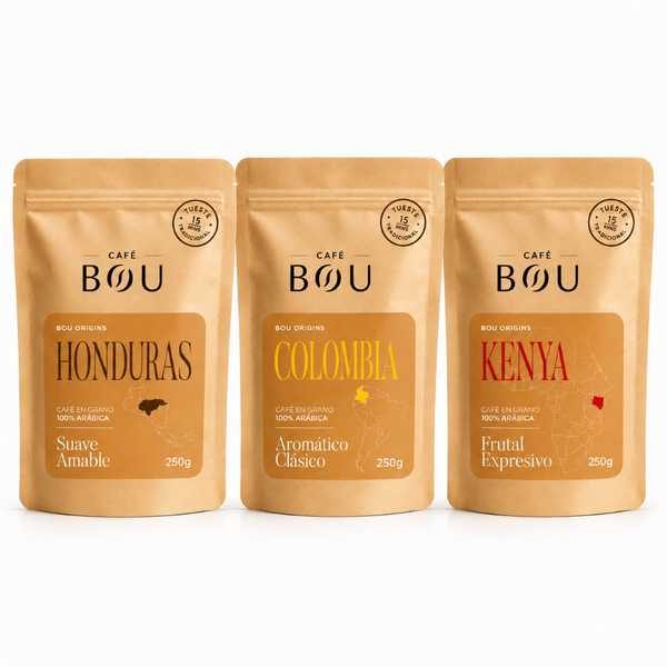 Café en grano BOU ORIGINS Pack Degustación – 3 orígenes (250 g × 3)
