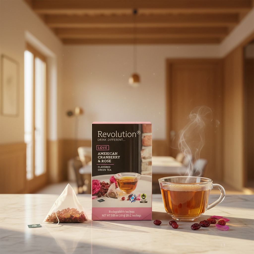 TÉ VERDE CON ARÁNDANO ROJO Y PÉTALO DE ROSA - 20 PIRÁMIDE
