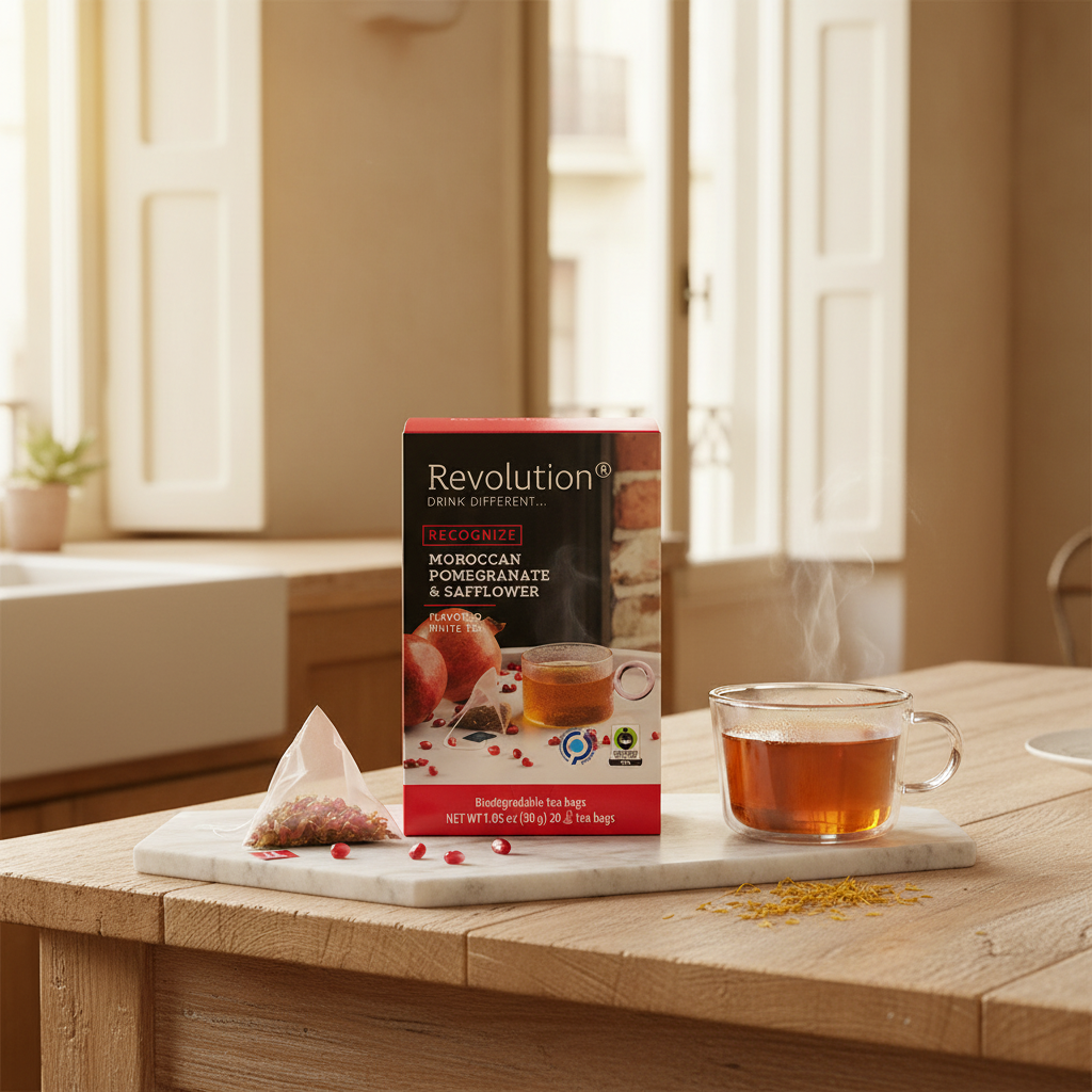 TÉ BLANCO CON SABOR A GRANADA Y CÁRTAMO - 20 PIRÁMIDES