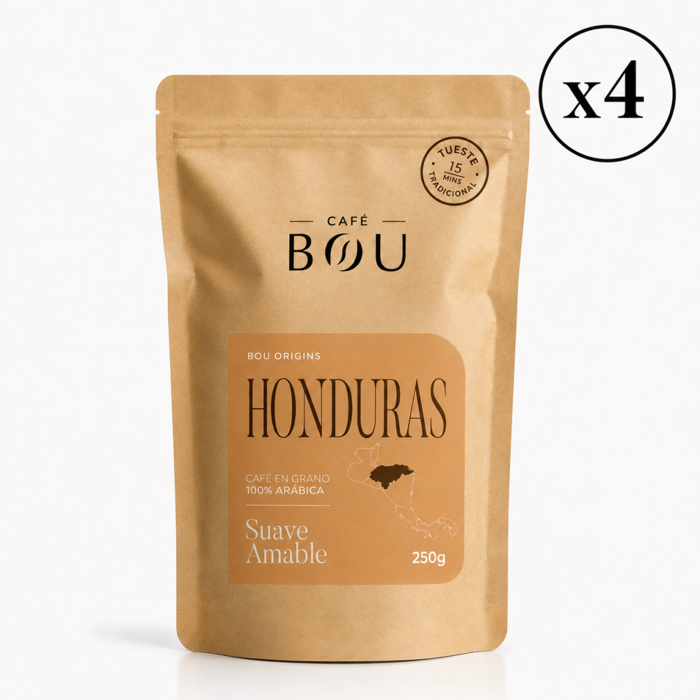 CAFÉ EN GRANO BOU ORIGINS HONDURAS 250 g - PACK 4