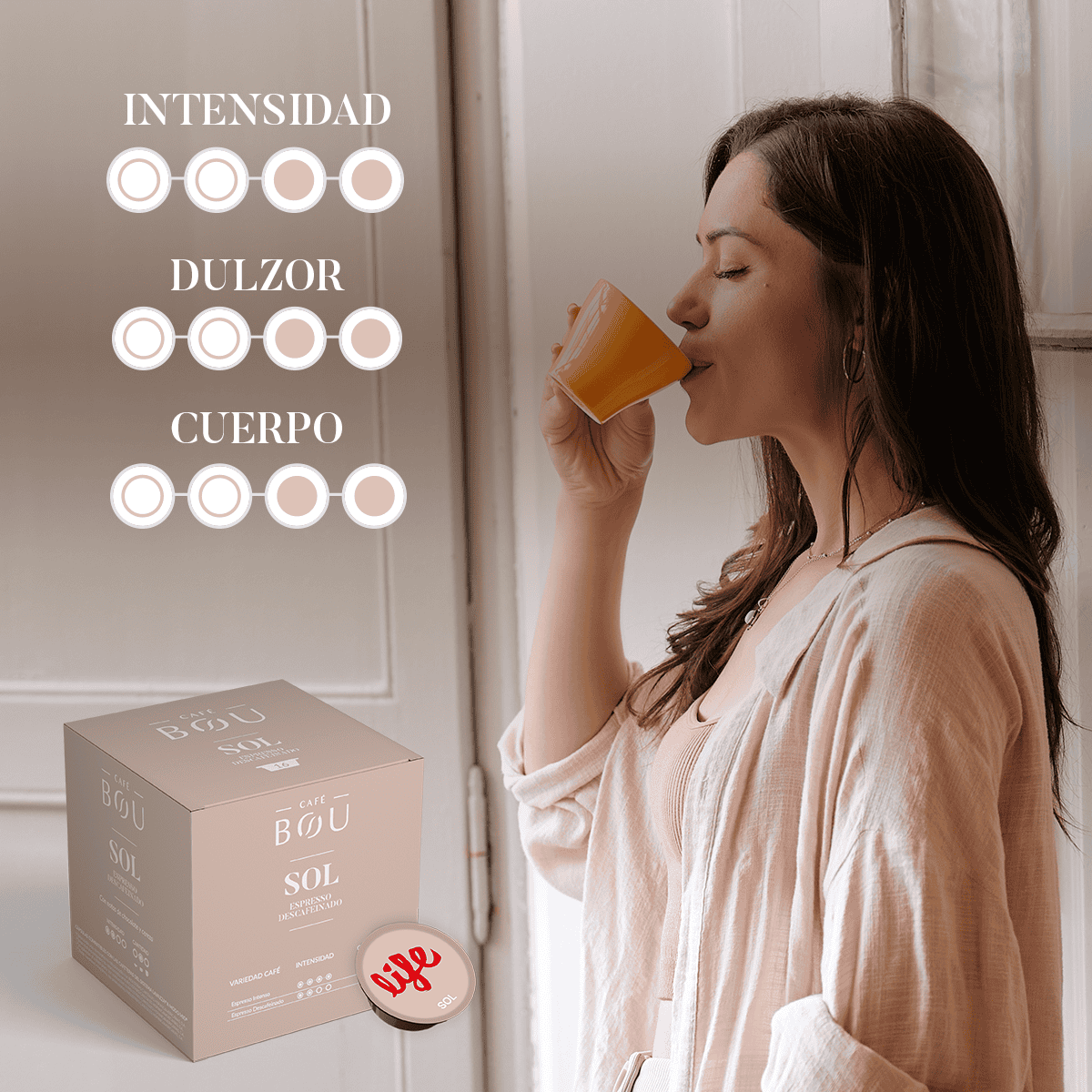 CÁPSULA COMPATIBLE A MODO MIO® SOL  ESPRESSO DESCAFEINADO