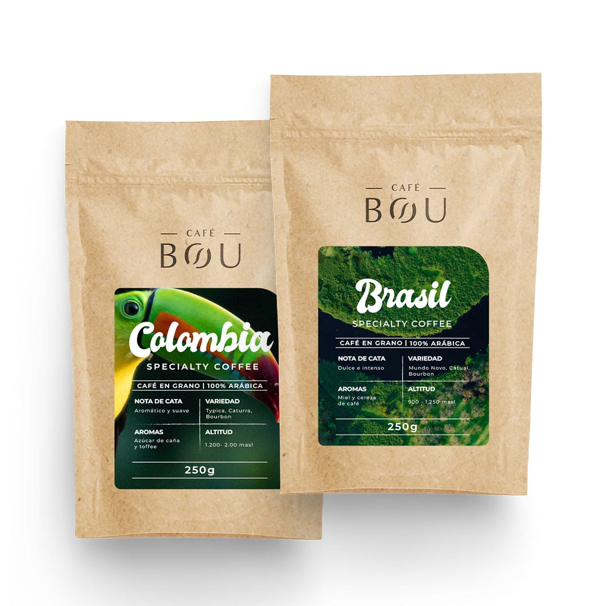 PACK DEGUSTACIÓN CAFÉ DE ESPECIALIDAD EN GRANO  2 ORÍGENES 2x250 g