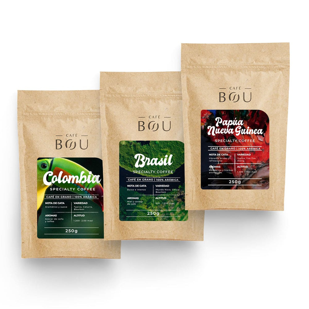 PACK DEGUSTACIÓN CAFÉ DE ESPECIALIDAD EN GRANO  3 ORÍGENES -250 G- PACK 3