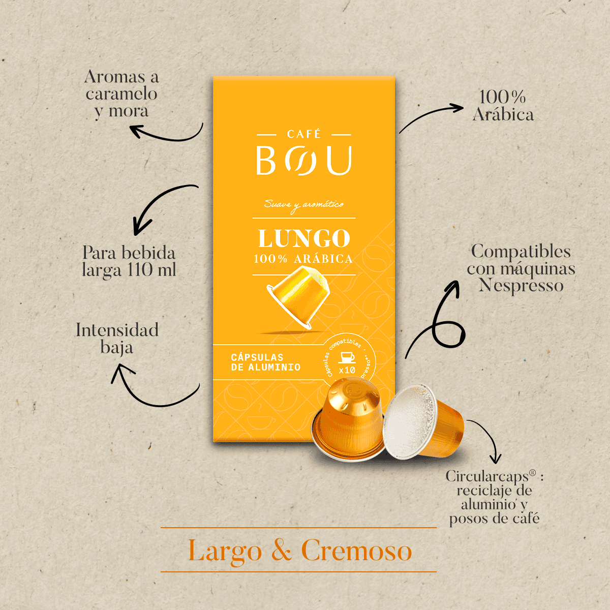 CÁPSULA COMPATIBLE NESPRESSO-LUNGO 100% ARÁBICA PACK 10