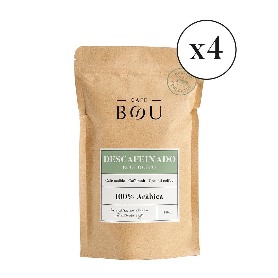 CAFÉ MOLIDO ECOLÓGICO DESCAFEINADO / 100% Arábica - PACK 4