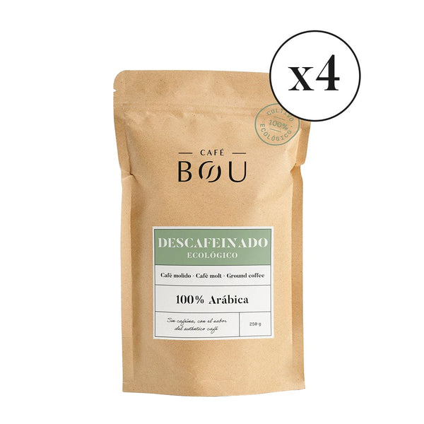 CAFÉ MOLIDO ECOLÓGICO DESCAFEINADO / 100% Arábica - PACK 4