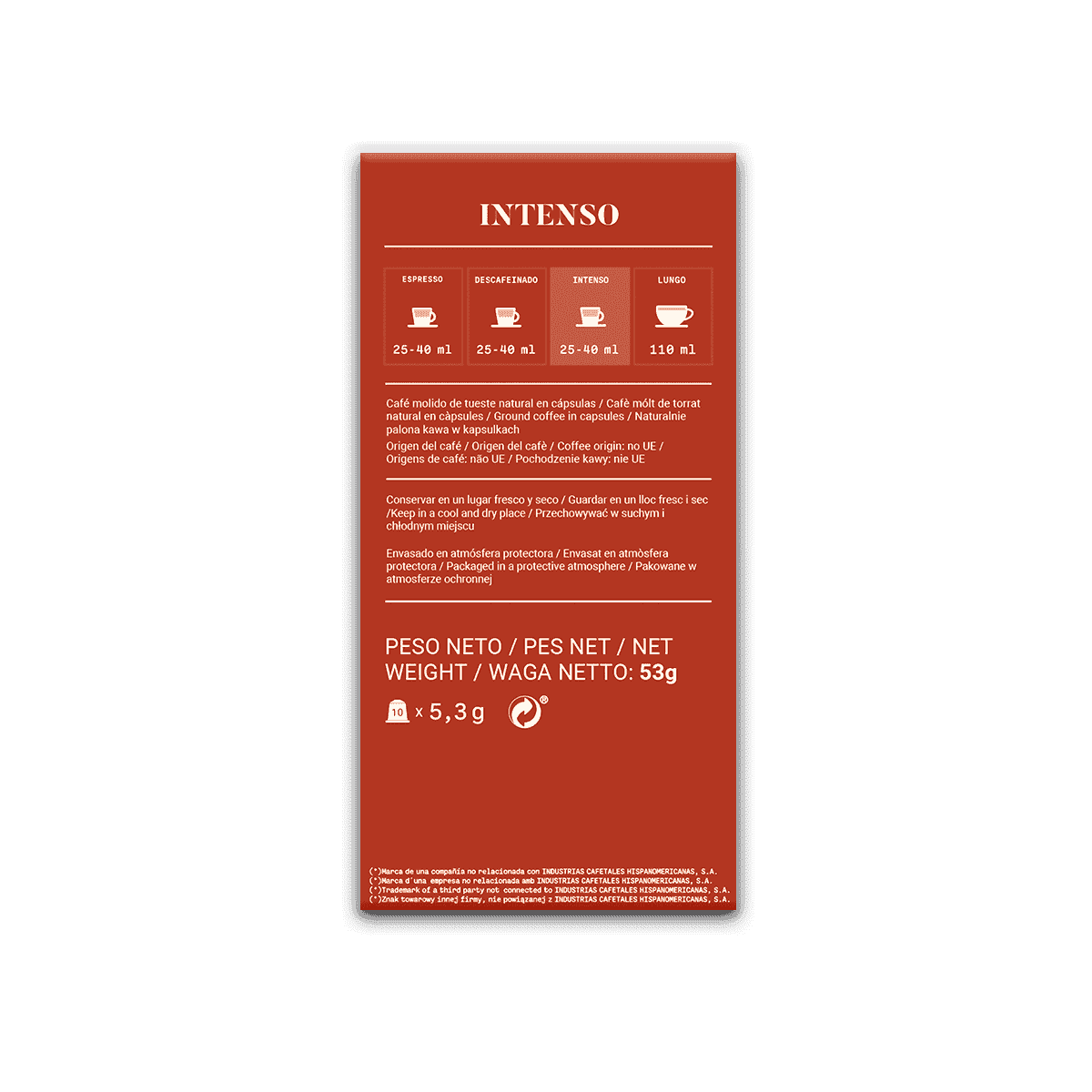 CÁPSULA COMPATIBLE NESPRESSO-INTENSO