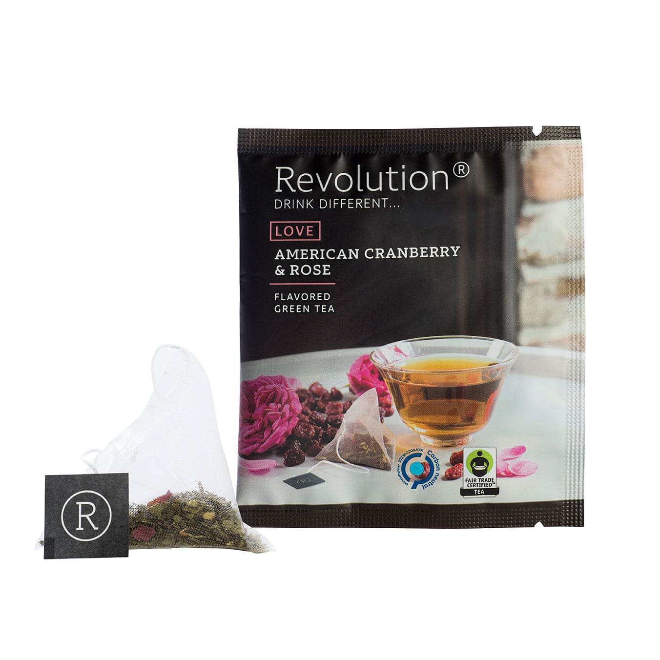 TÉ VERDE CON ARÁNDANO ROJO Y PÉTALO DE ROSA - 20 PIRÁMIDE