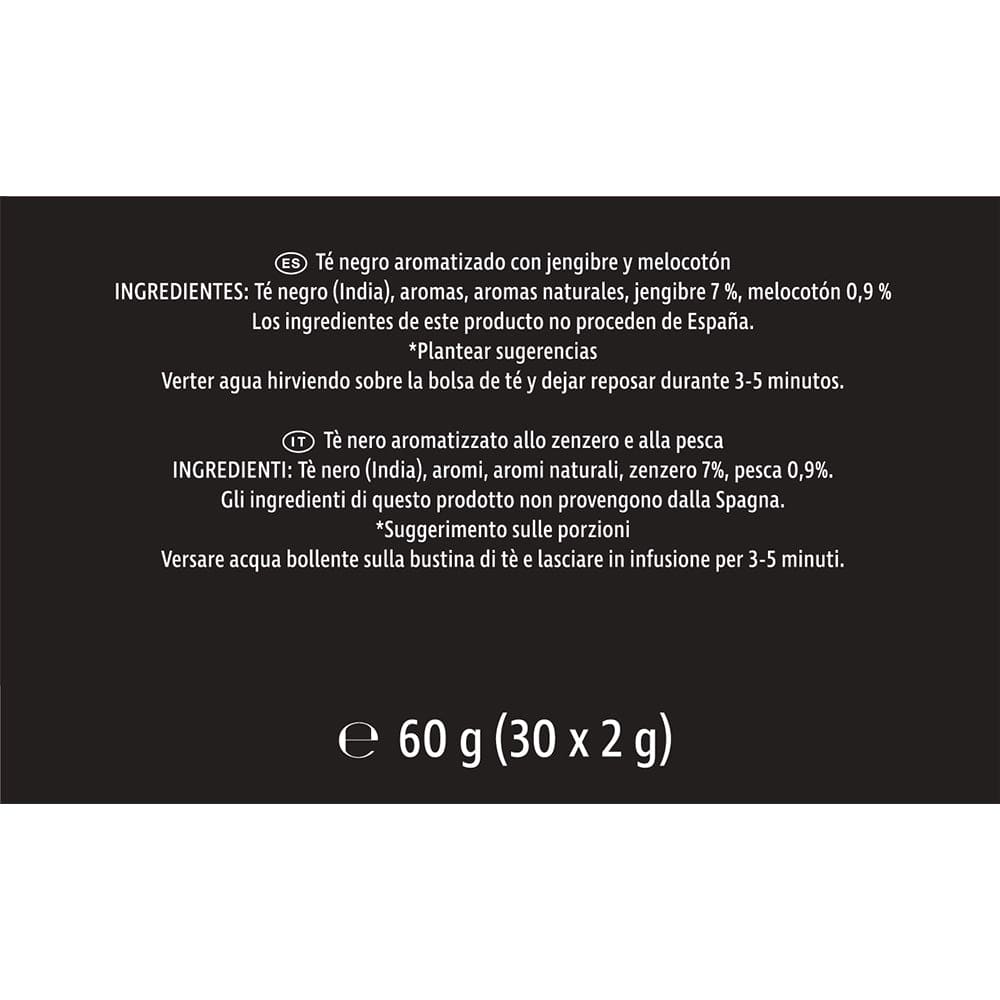 TÉ NEGRO CON MELOCOTÓN Y JENGIBRE - 20 PIRÁMIDES