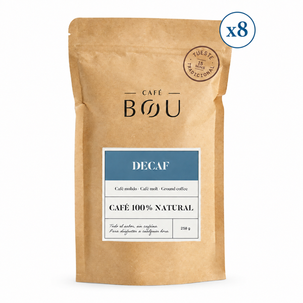 CAFÉ DESCAFEINADO MOLIDO BOU DECAF 250 g - Pack 8
