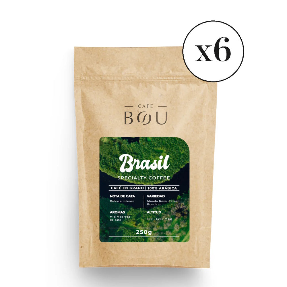 CAFÉ DE ESPECIALIDAD EN GRANO BRASIL -250 G- PACK 6 UNIDADES